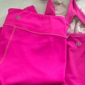 LULULEMON Pink Matching Set Pants and Tank Top w Support B/C Cup Size 2